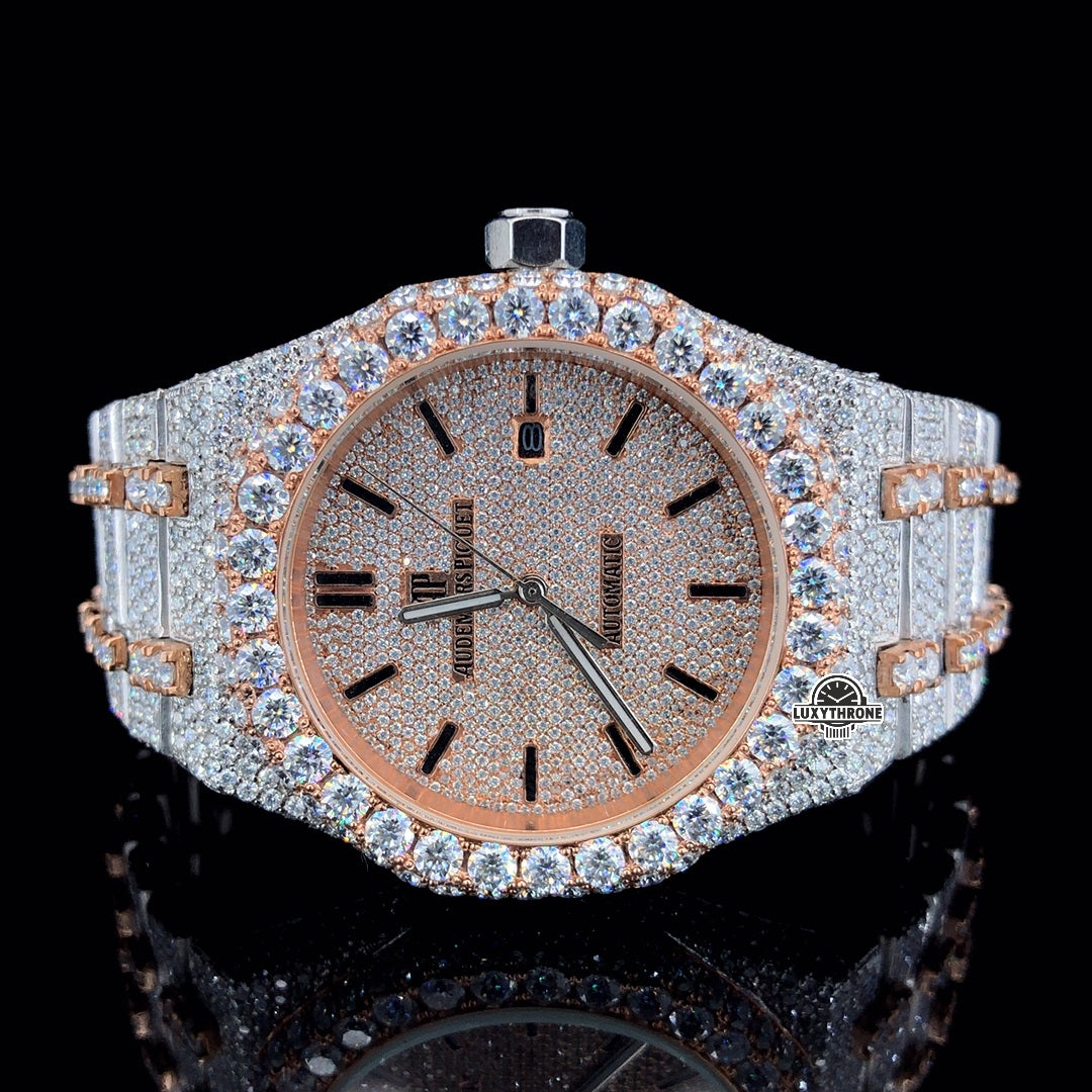 LuxyThrone jewellery Iced Out Diamond Watch, Full Moissanite AP  Mens Wrist Watch