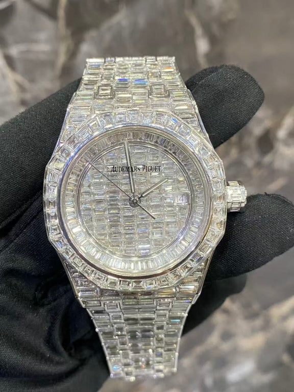 LUXYTHRONE moissanite Diamond Stainless Steel Fully Iced Out Diamond Watch,moissanite Diamonds