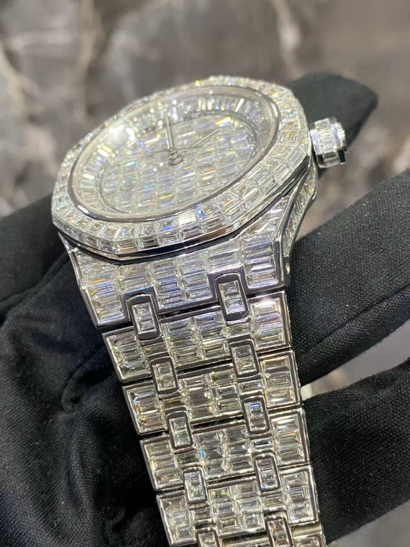 LUXYTHRONE moissanite Diamond Stainless Steel Fully Iced Out Diamond Watch,moissanite Diamonds