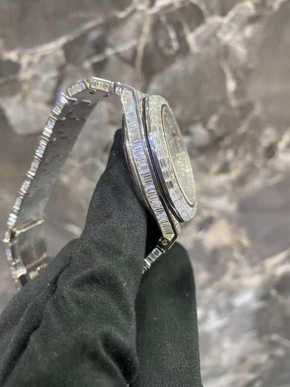 LUXYTHRONE moissanite Diamond Stainless Steel Fully Iced Out Diamond Watch,moissanite Diamonds