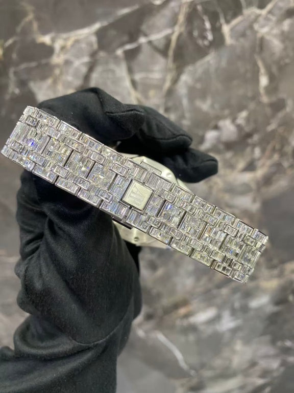 LUXYTHRONE moissanite Diamond Stainless Steel Fully Iced Out Diamond Watch,moissanite Diamonds