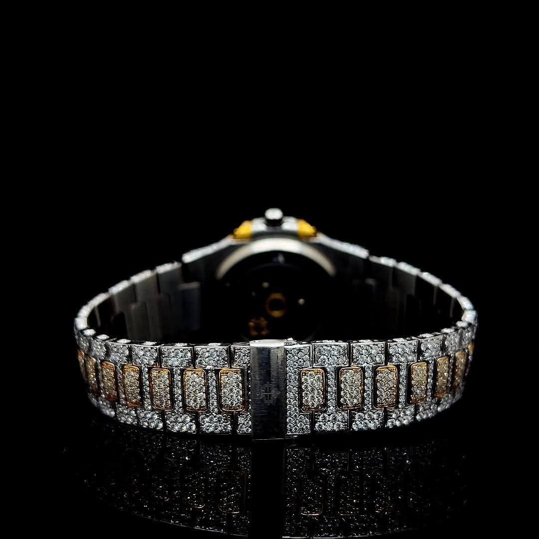 moissanite watch iced out stainless steel - men's luxury watch - D   VVS