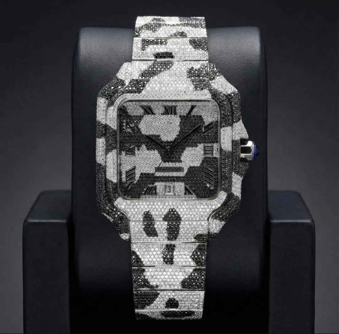 Silver Shine Bright Watch, Custom Made Party Wear zebra print Watch For Him
