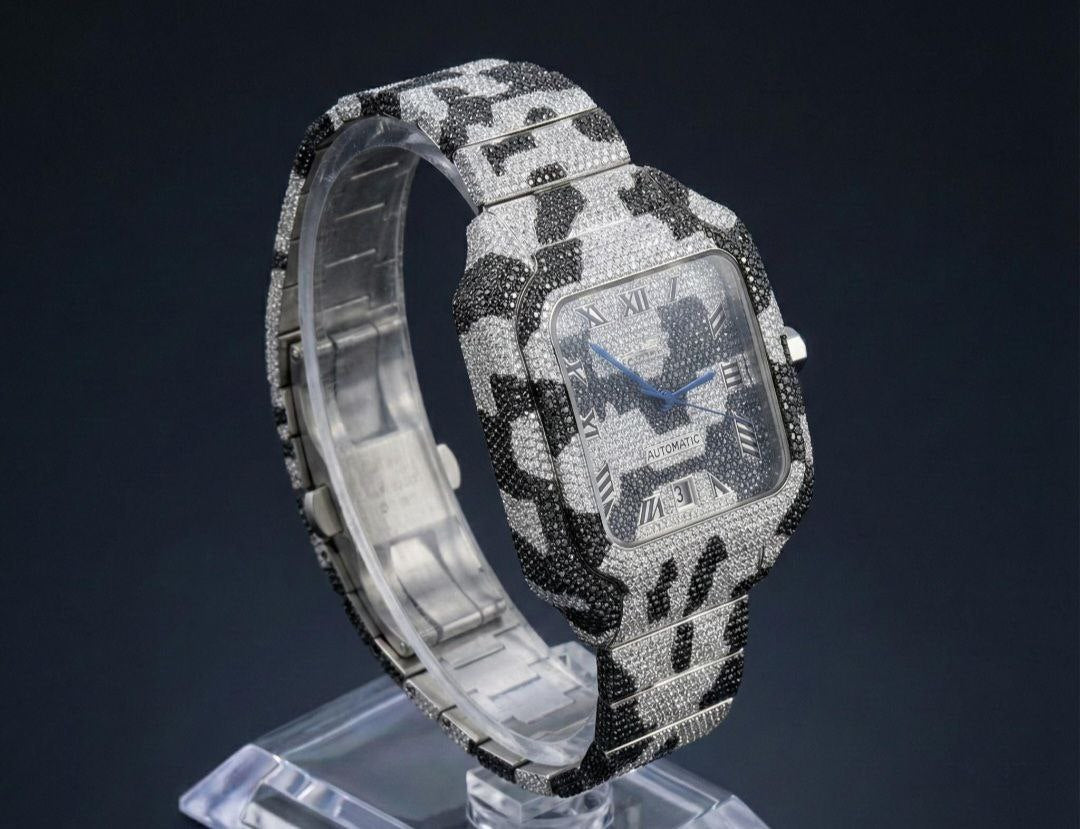 Silver Shine Bright Watch, Custom Made Party Wear zebra print Watch For Him