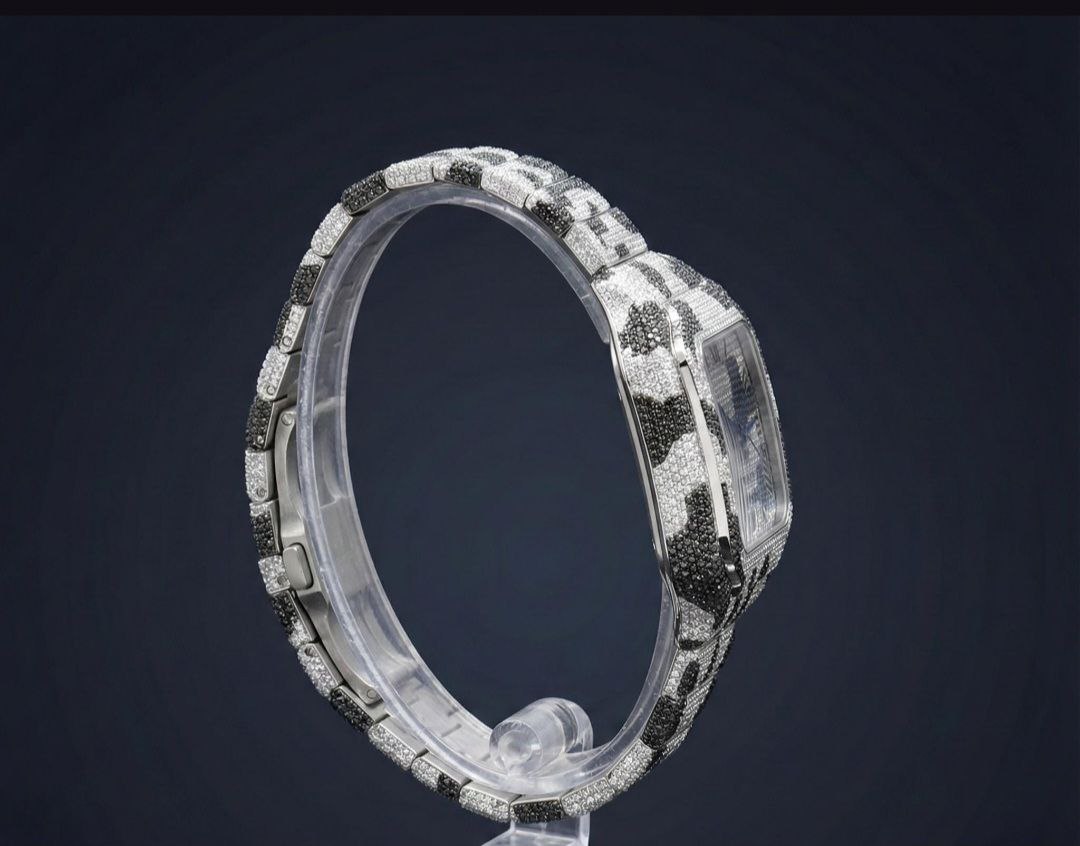 Silver Shine Bright Watch, Custom Made Party Wear zebra print Watch For Him