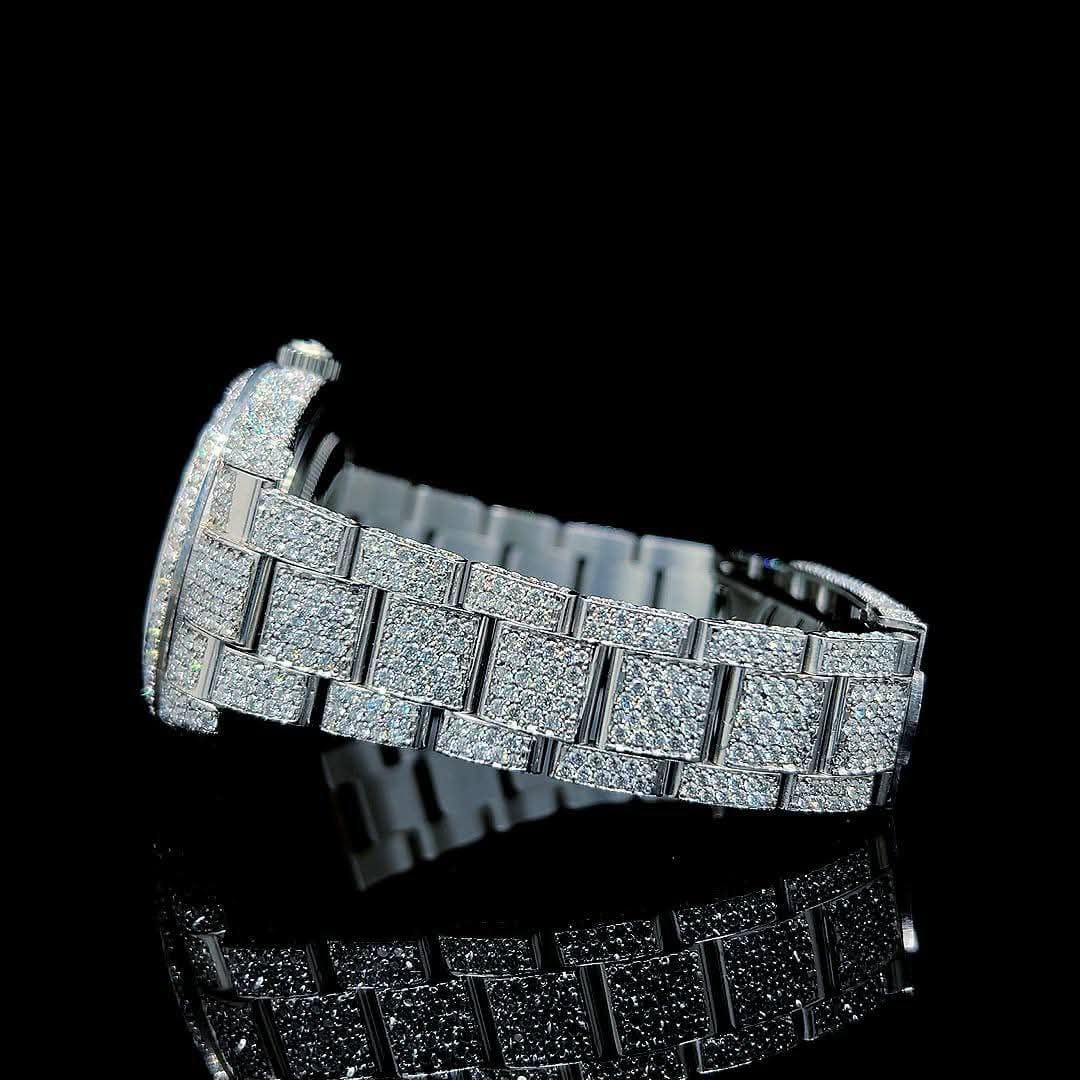 Automatic Mechanical Watch | VVS Moissanite Diamond | Fully Iced Hip Hop Style Glass