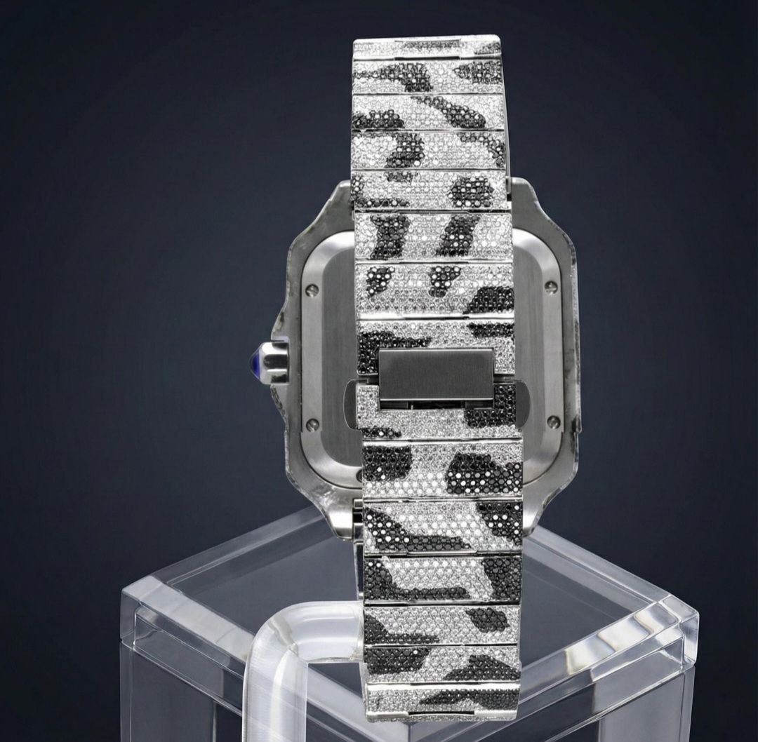 Silver Shine Bright Watch, Custom Made Party Wear zebra print Watch For Him