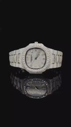 Silver Tone PP Nautilus Watch Studded | VVS Moissanite Diamond