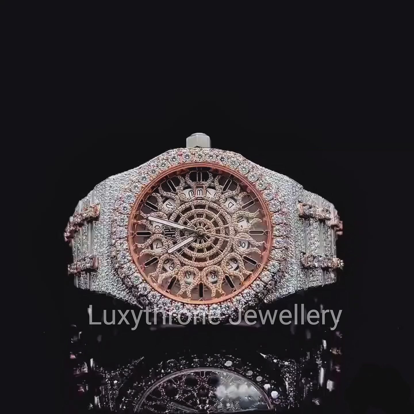 Custom By Luxythrone Hip Hop Style | Two Tone lced Out | Moissanite Diamond Watch | Real Diamonds