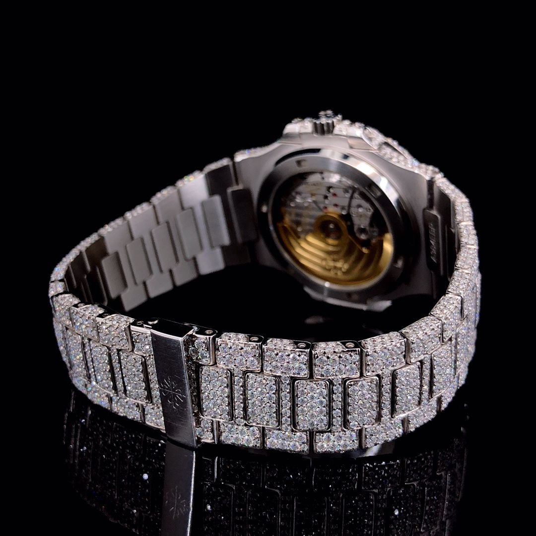 Silver Tone PP Nautilus Watch Studded | VVS Moissanite Diamond