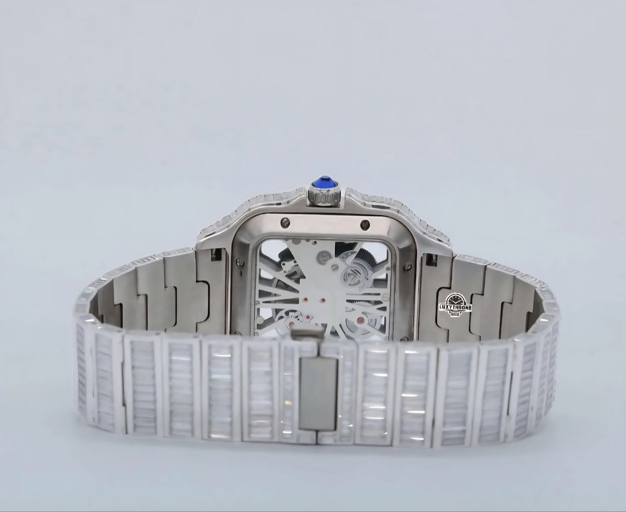 Diamond Skeleton Baguette |  Moissanite Diamond Studded | Stainless Steel Watch