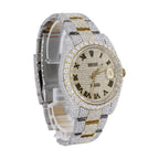 Custom Pave Roman Numeral Dial | Two Tone Oyster Band Yellow and white colours watch