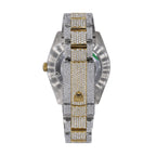 Custom Pave Roman Numeral Dial | Two Tone Oyster Band Yellow and white colours watch