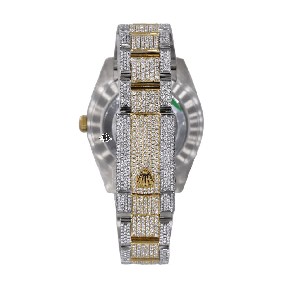 Custom Pave Roman Numeral Dial | Two Tone Oyster Band Yellow and white colours watch