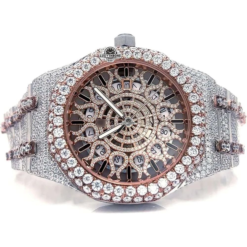 Custom By Luxythrone Hip Hop Style | Two Tone lced Out | Moissanite Diamond Watch | Real Diamonds