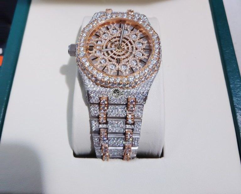 Custom By Luxythrone Hip Hop Style | Two Tone lced Out | Moissanite Diamond Watch | Real Diamonds