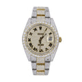 Custom Pave Roman Numeral Dial | Two Tone Oyster Band Yellow and white colours watch
