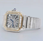 Diamond Skeleton Baguette |  Moissanite Diamond Studded | Stainless Steel Watch